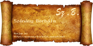 Szénásy Borbála névjegykártya